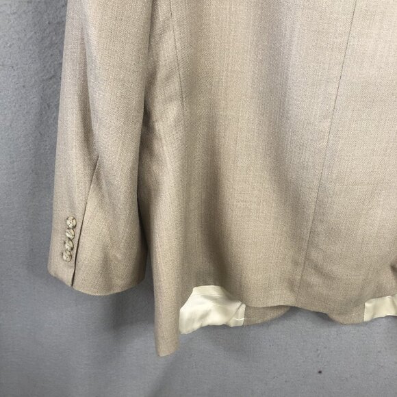 Oscar De La Renta Blazer Mens 46R  Cream Silk Wool Sport Coat Jacket Career - Picture 13 of 16